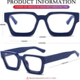 thumbnail image 5 of Square Thick Frame Glasses for Women Men Fashion Blue Light Glasses Trendy Chic Computer Eyeglasses (Blue), 5 of 11