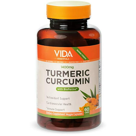 Maximum Potency Turmeric Curcumin 1400 mg All Natural Anti-aging Supplement for Yogis (60 Vegan Caps) with Bioperine for Fast Absorption - Boosts digestion, Immunity,
