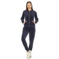 thumbnail image 2 of White Mark Women's 2-Piece Velour Long Sleeve Tracksuit Set with Faux Leather Stripe, 2 of 12