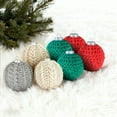 thumbnail image 3 of Handmade Crochet Knit Ball Ornament Set | Cozy Red, Green, Beige & Gray Tree Decorations, 3 of 6