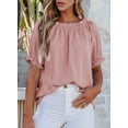thumbnail image 3 of SHEWIN Womens Tops Off The Shoulder Blouses for Women Casual Spring Summer Cute Pleated Short Puff Sleeve T Shirts, 3 of 10