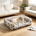 thumbnail image 5 of Sahpxhe Winter Dog Bed, Rectangular High Bolster Warm Plush Pet Bed With Cartoon Animal Print For Indoor Cats And Small Medium Dogs, 5 of 6