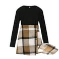 thumbnail image 3 of Fsqjgq Little Girl Clothes Trendy Girls Clothes Girl Skirt Sets 3 Piece Outfits Square Neck Jacquard Puff Sleeve Tops Plaid Mini Skirt Shorts Fall Winter Clothes Baby Girl Outfits Kids Sets Size 160, 3 of 6