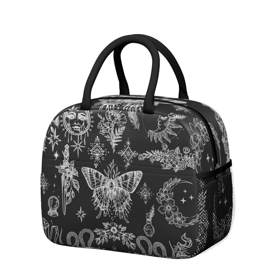 Reusable Goth Lnsulated Lunch Bag for Women & Men-Leakproof Water-Resistant Cooler Tote,Large Capacity(10.6x8.7x6.3in)for Work,Office,Travel,Picnic,Beach.