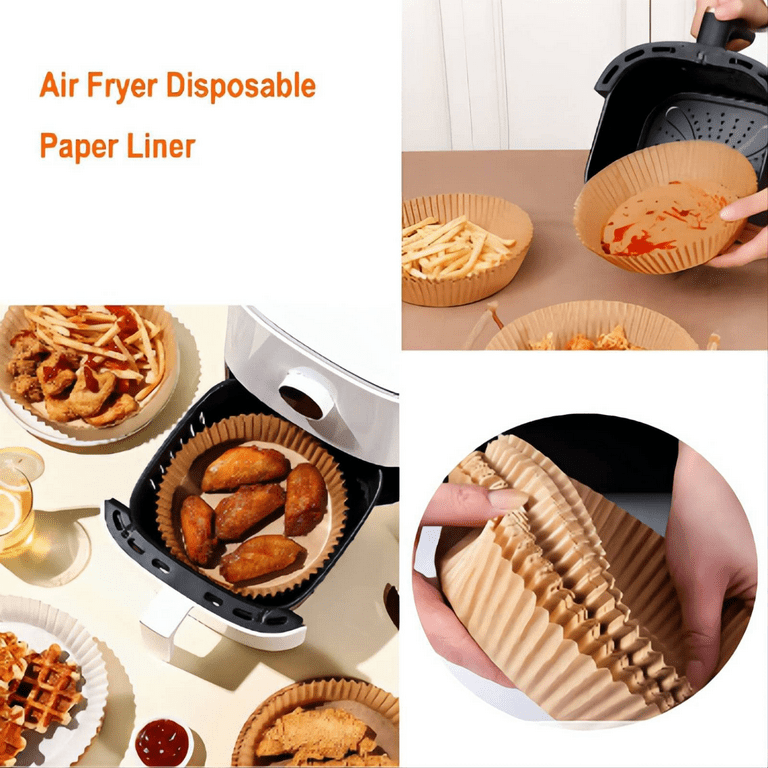 Air Fryer Disposable Paper Liner with Food Tong and Baking Brush, Baking Paper for Air Fryer Oil-proof Food Grade Paper for Oven Air Fryer Baking