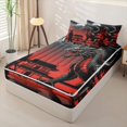 thumbnail image 2 of Metsweet Animal Dragon Zipper Twin Comforter Sets with Fitted Sheet and 2 Pillowcases, Japanese Samurai Zipper Bedding Set, Black Red Gray,4-Piece,Black Reversible, 2 of 6