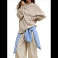 thumbnail image 2 of Sudadera con Capucha de Cuello Redondo y Forro Extragrande para Mujer, Lindas Camisetas de Larga, Ropa Preppy para Adolescentes (2025) Albaricoque XL, 2 of 8