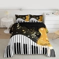 thumbnail image 2 of Manfei Music Instrument Piano Bedding Comforter Set,Musical Notes Twin Comforter Sets,Gold White Black Bedding Set For Kids,Luxury Bedroom Decor Reversible,2pcs, 2 of 8