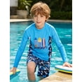 thumbnail image 2 of Aideaone 2 Piece Boy's Swimsuit Set Long Sleeve Kids Rash Guard Bathing Suit Swimswear with Swim Trunks for 8-12Y, 2 of 5