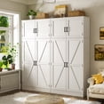 thumbnail image 4 of Homieasy 71” Tall Farmhouse Kitchen Pantry Cabinet with Adjustable Shelves and Barn Doors, Versatile Storage Cabinet for Dinning Room, Bathroom, Living Room, White, 4 of 7