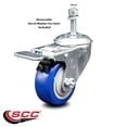 thumbnail image 2 of 3 Inch Blue Polyurethane Swivel 10mm Stem Caster with Total Lock Brake SCC, 2 of 2