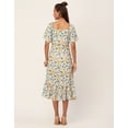 thumbnail image 4 of Moomaya Printed Side Slit Ruffle Dress, Short Sleeve Square Neck Chic Dress, 4 of 9