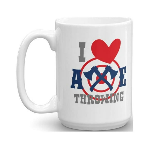 Cool I Love Axe Throwing Coffee & Tea Gift Mug For A Professional Woodchopper Or Ax Thrower (15oz)