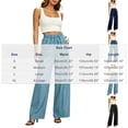 thumbnail image 3 of Inverlee Women's Tencel Denim Drawstring Wide Leg Jeans High Waist Lightweight Casual Palazzo Pants Blue M, 3 of 9