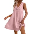 thumbnail image 3 of ClodeEU Women's Cowl Neck Sleeveless Tiered Mini Dress,Casual Loose Fit Sundress Pink,Women's Plus L, 3 of 7