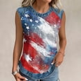 thumbnail image 4 of Tank Tops for Women Patriotic Print Round Neck Sleeveless Shirts Casual Loose Fit Trendy Star Stripe Camisole Blouse Watermelon Red 3XL, 4 of 6