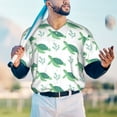 thumbnail image 5 of Zufioo Turtle Print Men's Baseball Short Sleeve, Moisture Wicking Button-Down Hip Hop Tee-Medium, 5 of 7