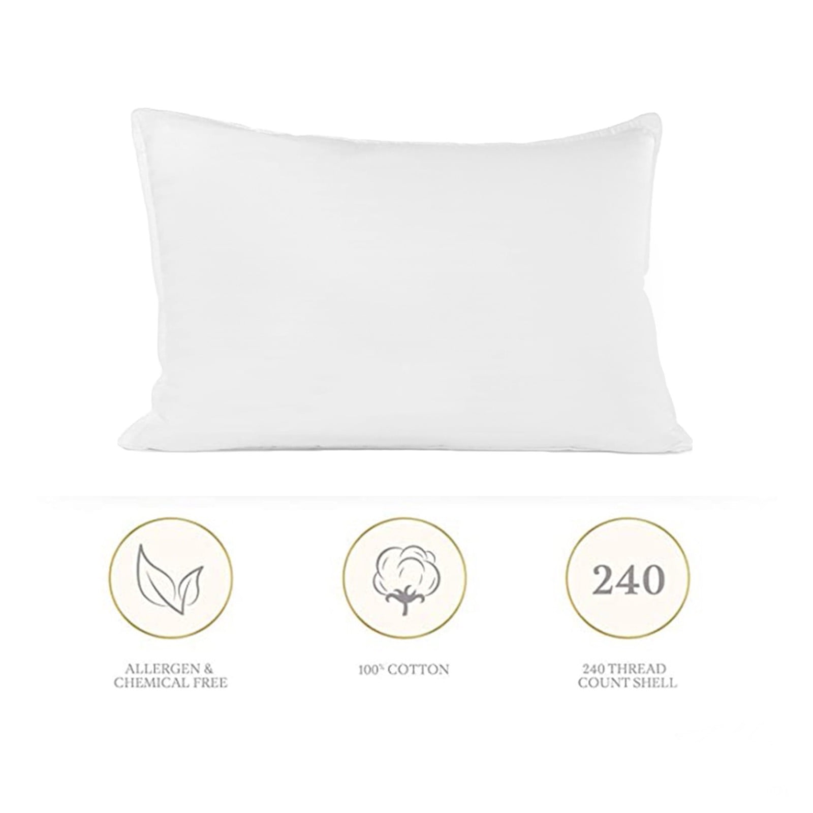 Pillows Standard Size Set of 1, Bed Pillows for Sleeping, Standard Pillows 2 Pack for Back, Stomach or Side Sleepers, Fluffy Pillows with Down Alternative, Machine Washable, Soft