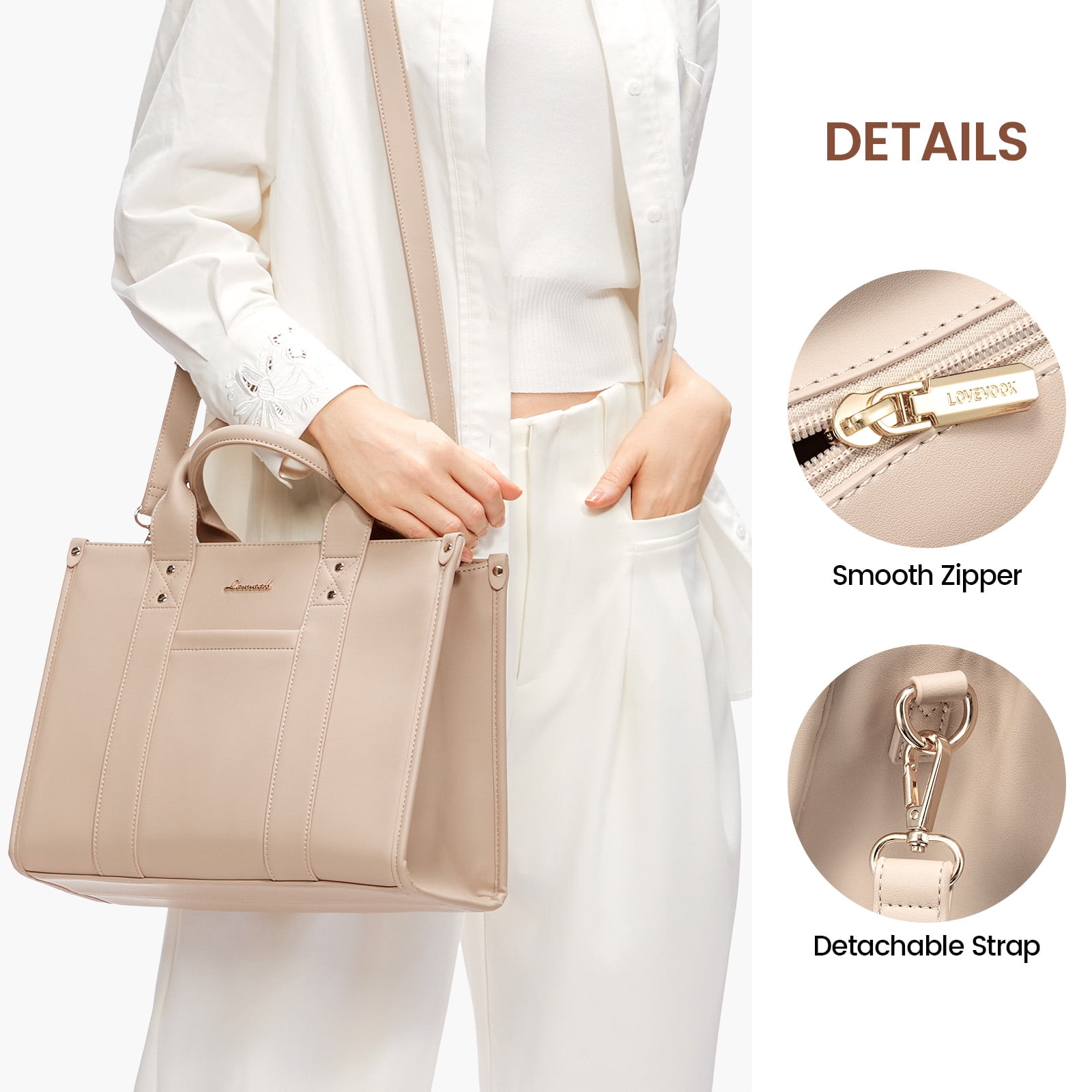 Lovevook Purse and Handbags,Vegan Leather Tote Bag for Women, Zipper Satchel Shoulder Bag Crossbody Bag for Daily