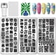 thumbnail image 1 of Juego de 3 placas para estampar uñas con diseños de flores y hojas. Plantillas para uñas con estampado floral ondulado., 1 of 7