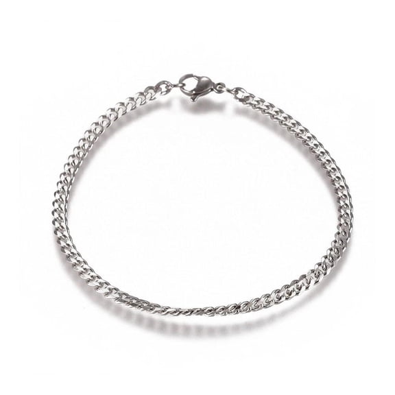 Curb Chain Twisted Bracelet Stainless Steel Lobster Silver 8" 3.5mm A61