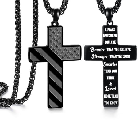 Teen Gifts Ideas Teenage Men Cross Necklace Pendant Chain Fathers Day Boyfriend Birthday Confirmation Christmas Stocking American Flag Easter Basket Stuffers