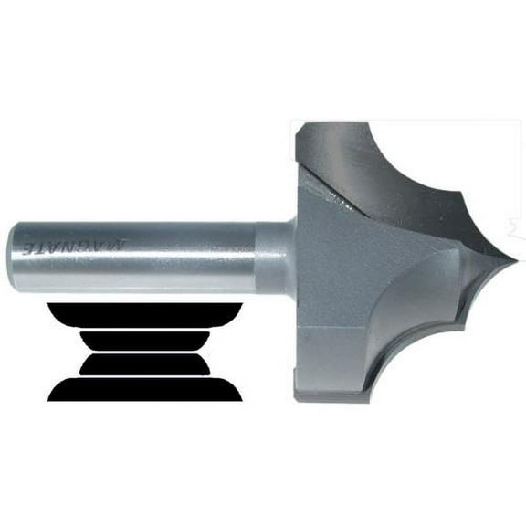 Magnate 3482 Double Bead Point Plunge Carbide Tipped Router Bit — 5/8" Radius; 2" Cutting Diameter; 1/2" Shank Diameter; 2" Shank Length