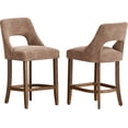 thumbnail image 5 of PORKISS 26" Bar Stools Set of 2, Upholstered Kitchen Island Stools with Hollow Back, Mid-Century Counter Stools with Wood Legs Footrest, Khaki, 5 of 7