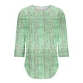 thumbnail image 4 of HomeGardon 3/4 Length Sleeve Womens Tops,Womens Shirts Women's Shirt Round Neck Cover Casual Pleated Tunic Top Curved Hem Printed Fashion Top,S-XXL, 4 of 9