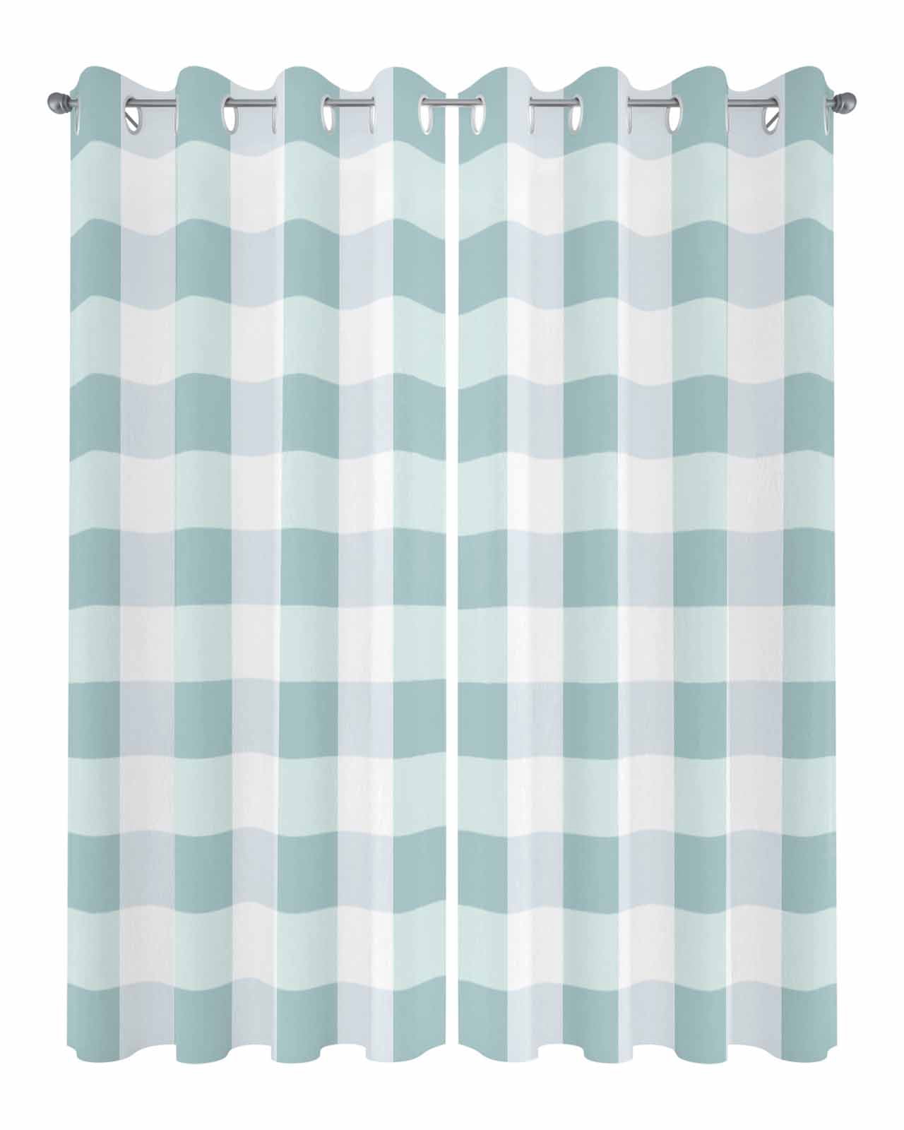 Outdoor Curtains for Patio, Aqua Plaid Waterproof Blackout Outside Curtain for Porch/Pergola/Gazebo, Spring Summer Farmhouse Buffalo Checkered Thermal Insulated Drapes, 2 Panels, 54 x 95 Inch