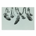 thumbnail image 1 of Tribal Cutting Board, Tribal Feathers for Wisdom and Strength, Decorative Tempered Glass Cutting and Serving Board, Small Size, White and Black, by Ambesonne, 1 of 1