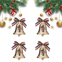United States 250th Anniversary Bell Ornaments, 2D Acrylic 250th Anniversary Christmas Gold Bell Ornaments Very Clear for Christmas Tree or Garden, Collectors and Patriotic (B-4pcs)