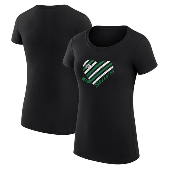 Women's G-III 4Her by Carl Banks Black Dallas Stars Super-Slim Fit Lightweight Heart T-Shirt