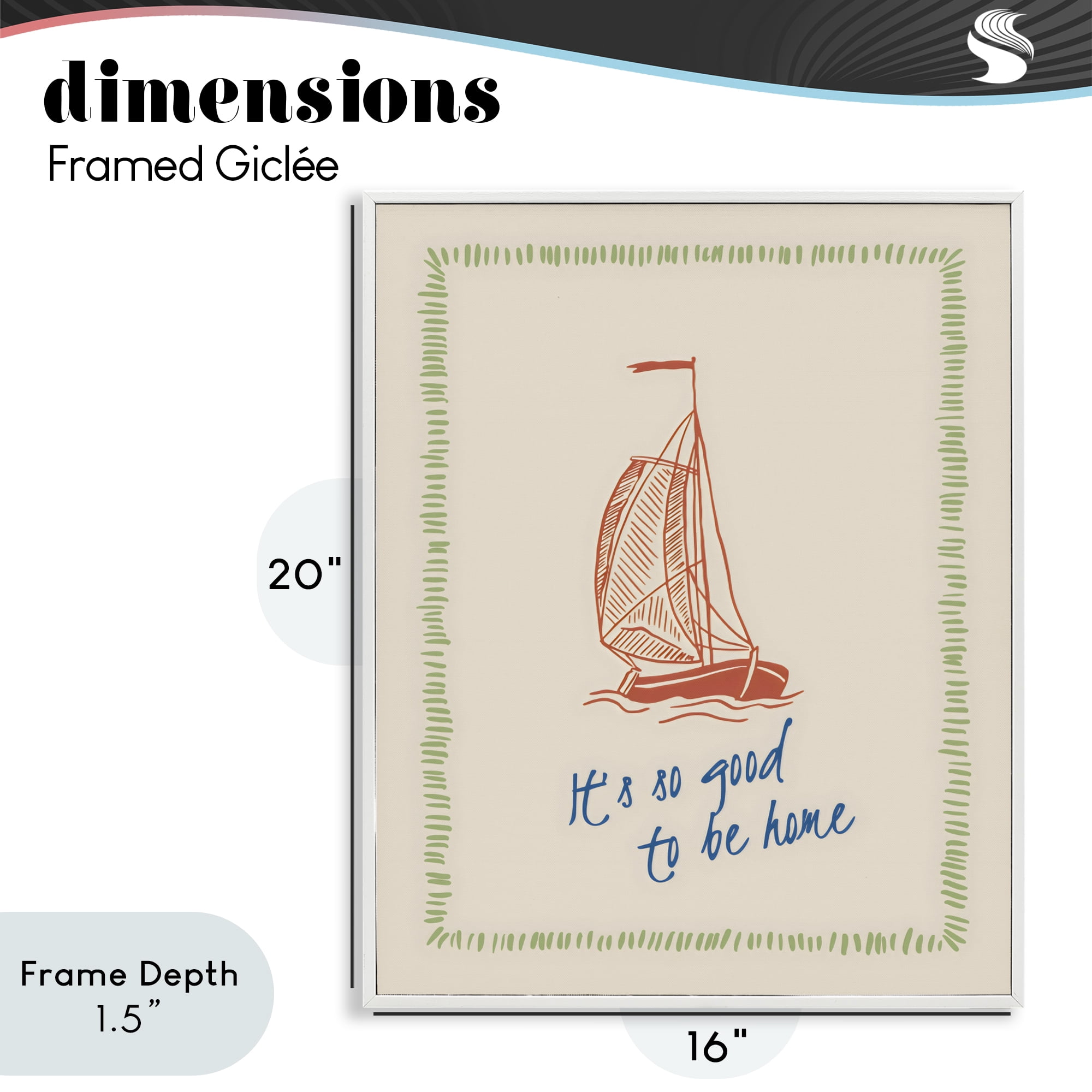 Stupell Industries Good To Be Home Sailboat White Framed Giclee Art, design by The Prints Vibe