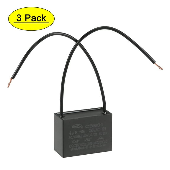 Uxcell 4uF 250V AC 2 Wires CBB61 Ceiling Fan Capacitors 3 Pack