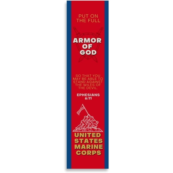 Christian Military Bookmark | Page Marker Divider | U.S. Marine Corps with Bible Verse Ephesians 6:11 | Put on The Full Armor of God (Single)