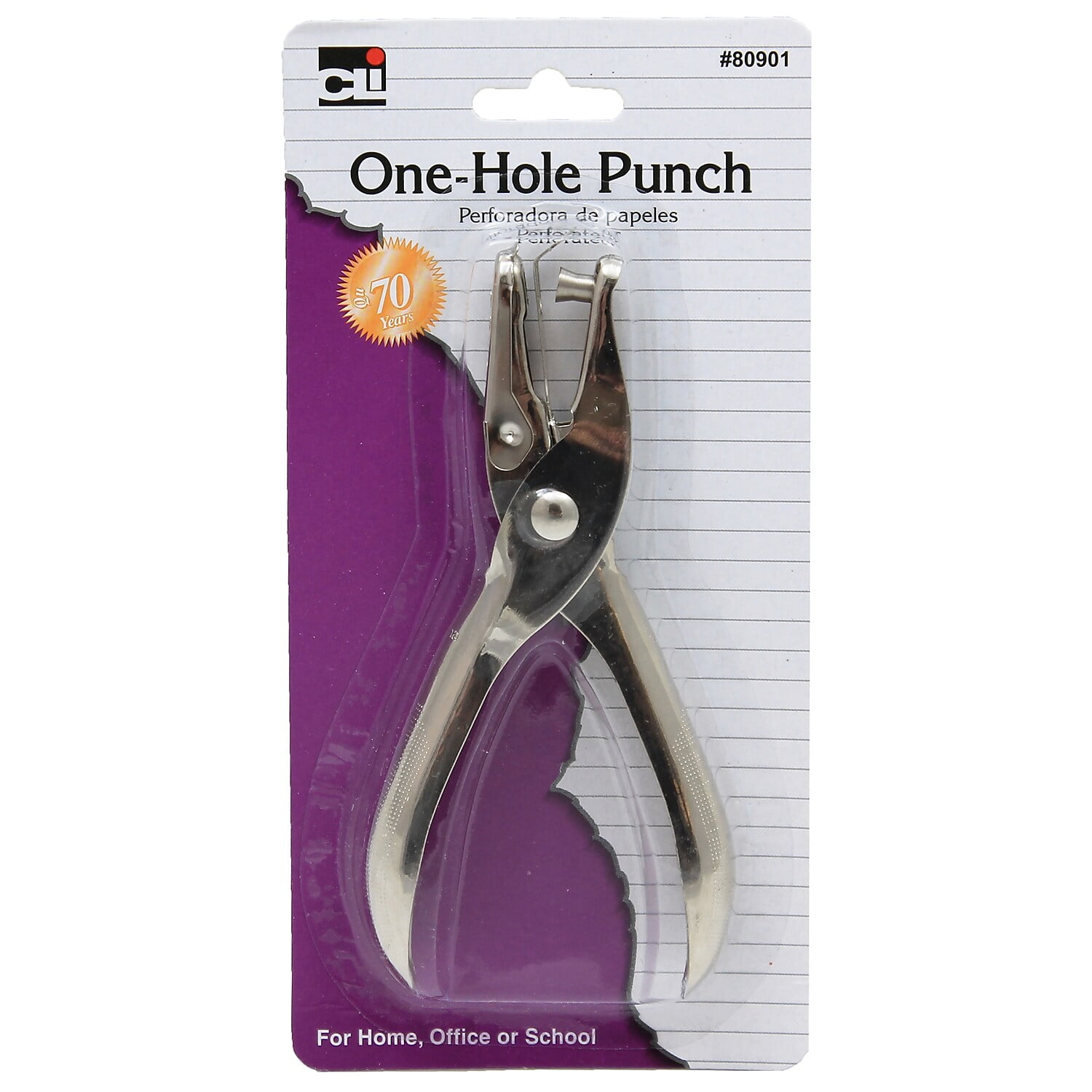 Charles Leonard One Hole Paper Punch with Catcher, 12 Count