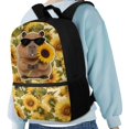 thumbnail image 4 of HUIACONG 17 Inch Capybara Sunflower School Backpack for Girls Boys Large Capacity Lightweight Water Resistant Back to School Backpack for Students Ages 6-18 Elementary Middle High School Daily Use, 4 of 6