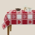 thumbnail image 4 of Valentine''s Day Tablecloth Square 60x60 Inch, Red Checkered Hearts Tablecloths Stain Resistance Polyester Table Cloth for Parties Kitchen Dining Indoor Outdoor, 4 of 6