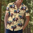 thumbnail image 6 of Retro Western American Flag Horse Racing Hawaiian Shirts For Men Horse Mens Hawaiian Shirts Short Sleeve Button Down Shirt 1, 6 of 7