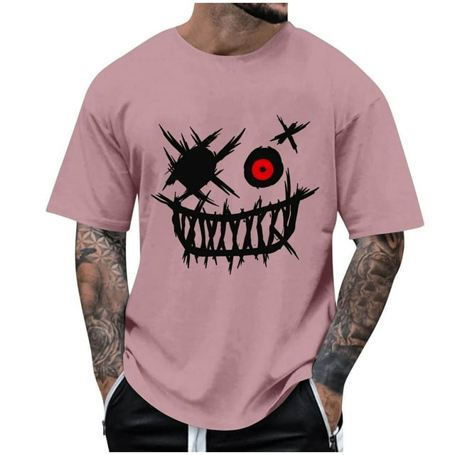 T-Shirts à Col Rond pour Hommes Séchage Rapide Imprimé Polyester, Coupe 3D Col Rond Haut Athlétique pour Gym, Course, Cyclisme & Décontracté