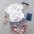 thumbnail image 2 of Fozruso Boys 2 Pieces Summer Outfits Cartoon Set Clothes Tops+Shorts Summer 1 4Years Boys Baby Outfits T Shirt Boys Outfits&Set,Sizes 12-18 Months(White), 2 of 3
