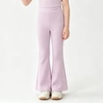 thumbnail image 2 of Nilvkv Girls Flare Pants, Leggings for Girls, Ice Silk Solid Bell Bottoms with Elastic Waist for Summer Casual Wear Purple 3-4 Years, 2 of 9