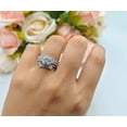 thumbnail image 4 of Trio Set Piece Wedding Bridal Ring Band Princess Cut CZ 925 Sterling Silver Size 5, 4 of 4