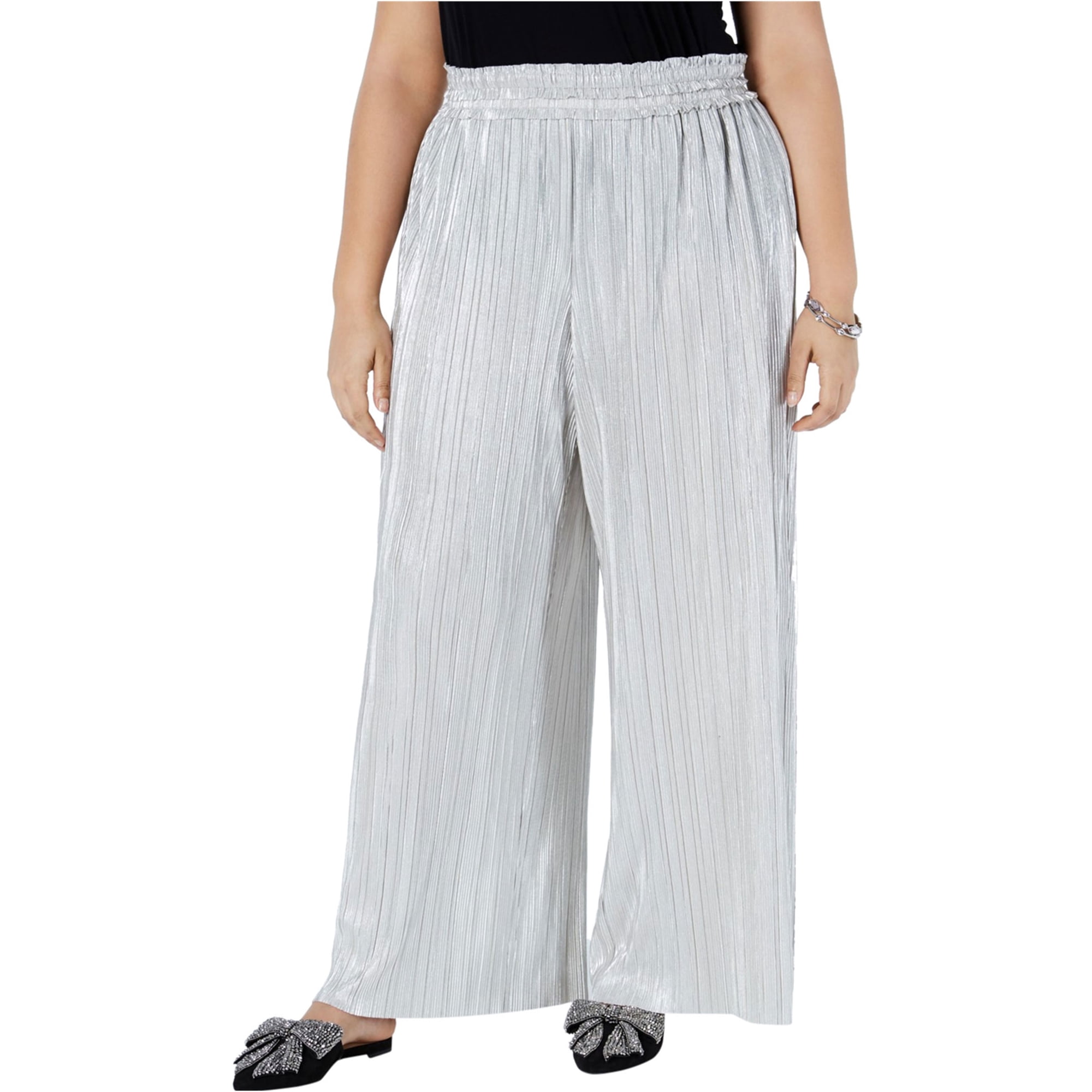 I-N-C Womens Crinkle Shine Casual Wide 