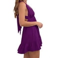 thumbnail image 3 of Sleeveless Solid Deep V-Neck Sexy Backless Mini Dress, 3 of 5