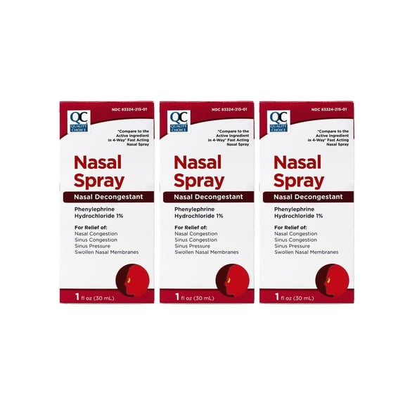 Quality Choice Saline Nasal Spray 0.65% Sodium Chloride Moisturizing Relief 1.5 fl oz (Pack of 3)