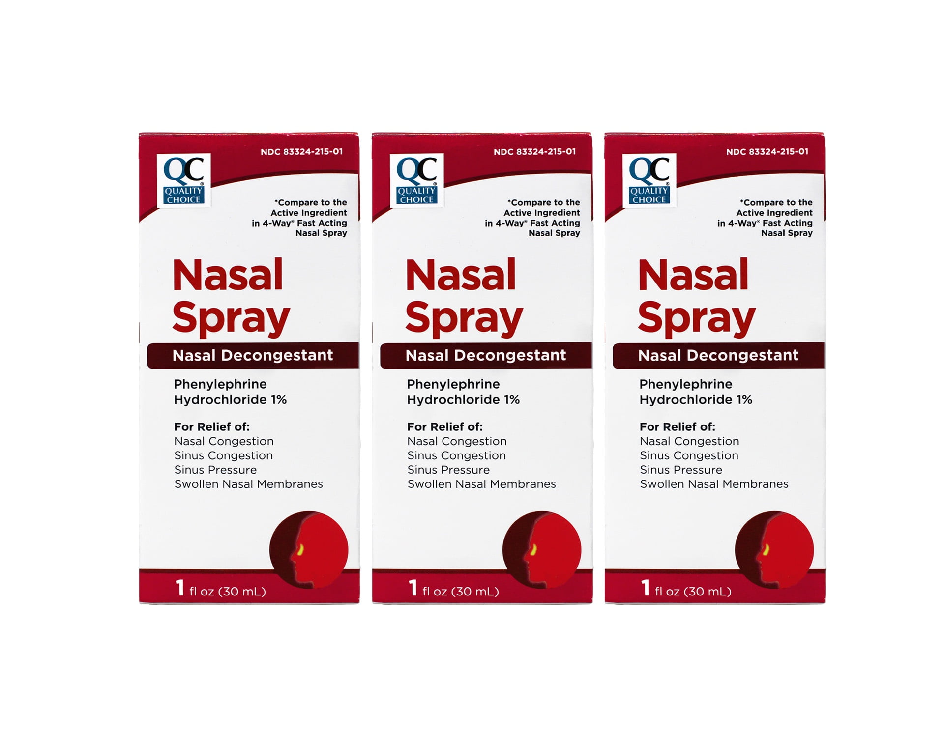 Quality Choice Saline Nasal Spray 0.65% Sodium Chloride Moisturizing Relief 1.5 fl oz (Pack of 3)