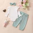 thumbnail image 4 of Staki Girls Outfits Infant Newborn Baby Girl Clothes Baby Girl Outfits for Fall Winter Long Sleeve Snap Bodysuit Pant Sets with Headband 9 12 Months(Light Green, 9-12 Months), 4 of 6