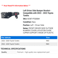 thumbnail image 2 of Left Driver Side Bumper Bracket - Compatible with 2022 - 2023 Toyota Tundra, 2 of 2